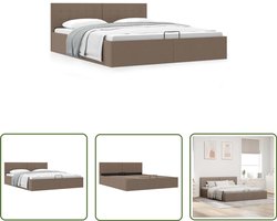 vidaXL Bedframe - Hydraulische Opbergruimte - Taupe - 180x200 cm Hydraulisch Bedframe - Stof Bedframe - Boxspring Bed - Opbergbed - Tweepersoonsbed
