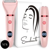 Bol.com 2-in-1 Ladyshave met Display - Gezicht - Oksels - Benen - Bikinilijn - Sansbeauté® - Scheerapparaat Vrouw - Gezichtsonth... aanbieding