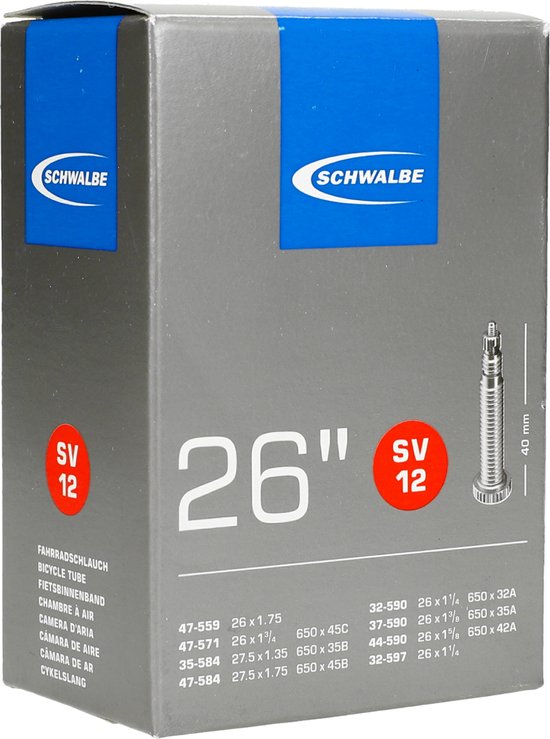 Schwalbe SV12 - Binnenband - 32/47 - 559/590 - 26 x 1 1/4 - 1.9 inch - Frans Ventiel - 40 mm van Schwalbe — afbeelding 3