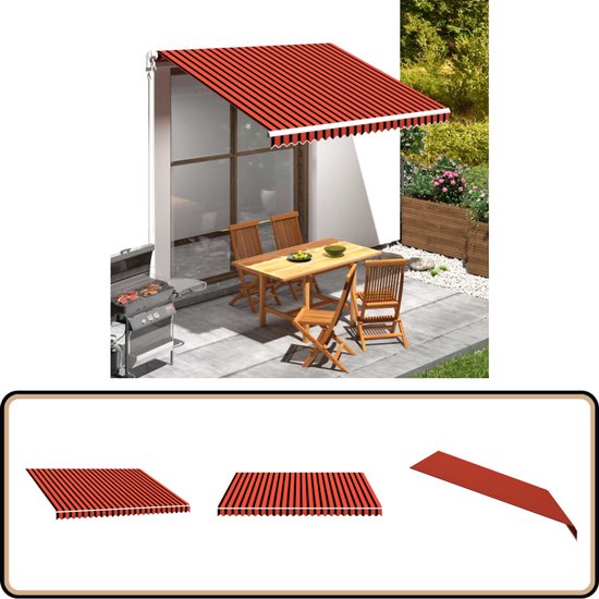 Toile d'auvent vidaXL - 350x250 cm - Toile de parasol Oranje et marron - Toile d'auvent - Toile d'ombrage - Décoration extérieure - Décoration de jardin