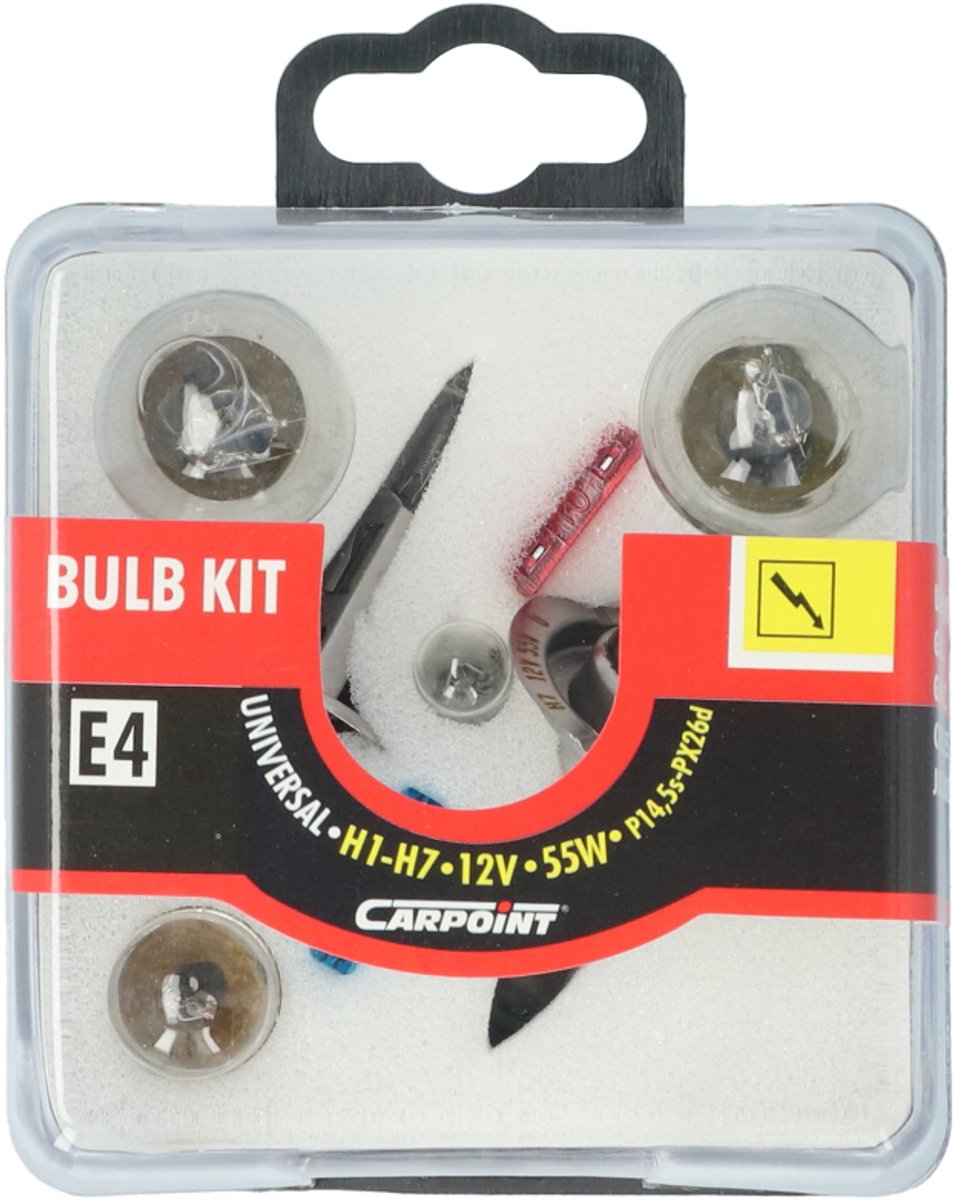 Carpoint 8-delige Reservelampenset Auto H1/H7 – 6 lampen - 2 zekeringen - Handige Opbergbox – E Keur - Duurzaam en Betrouwbaar – Eenvoudige Installatie