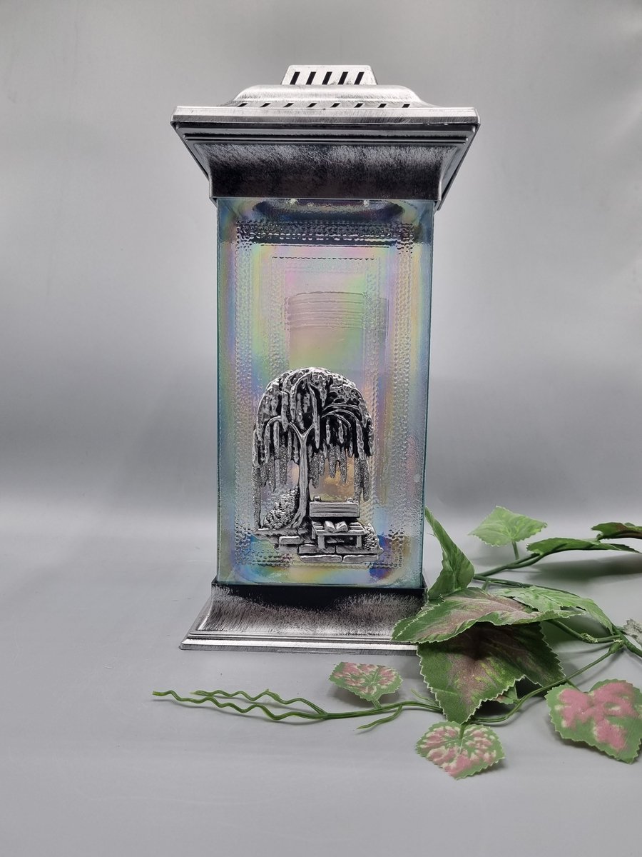 Lubema Herdenkingslicht - R/498a - Zilver - Treurwilg - Grafkaars - Graflicht - Graflantaarn - Grafdecoratie