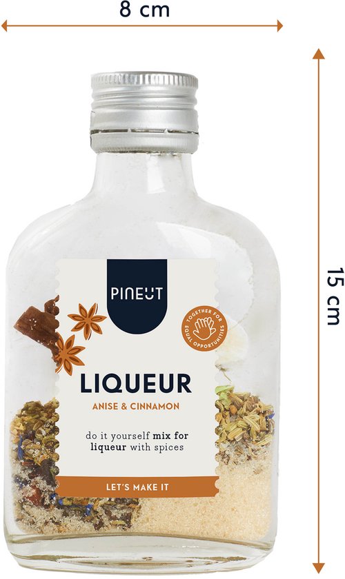 Pineut ® Likeur Anijs & Kaneel Zakflacon - Likeur Anijs - Zakflacon 200 ML - DIY Pakket - Cocktail Maken - Origineel Cadeau - Likeurdrank Jenever of Wodka - Feestelijk & Gezellig Genieten