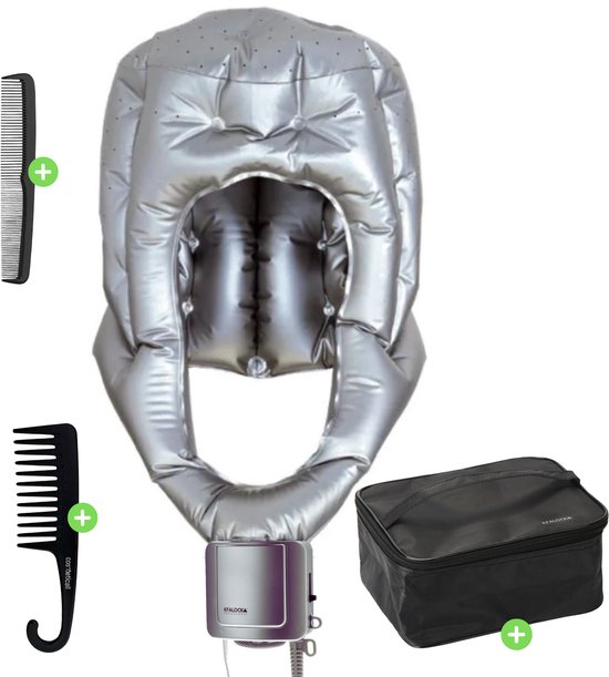 Opblaasbare droogkap + Uitgebreide Accessoireset - Haardroogkap voor thuis - Haardroger kap - Fohn kap - Haardroogkap krullen - ION technologie & Coolshot