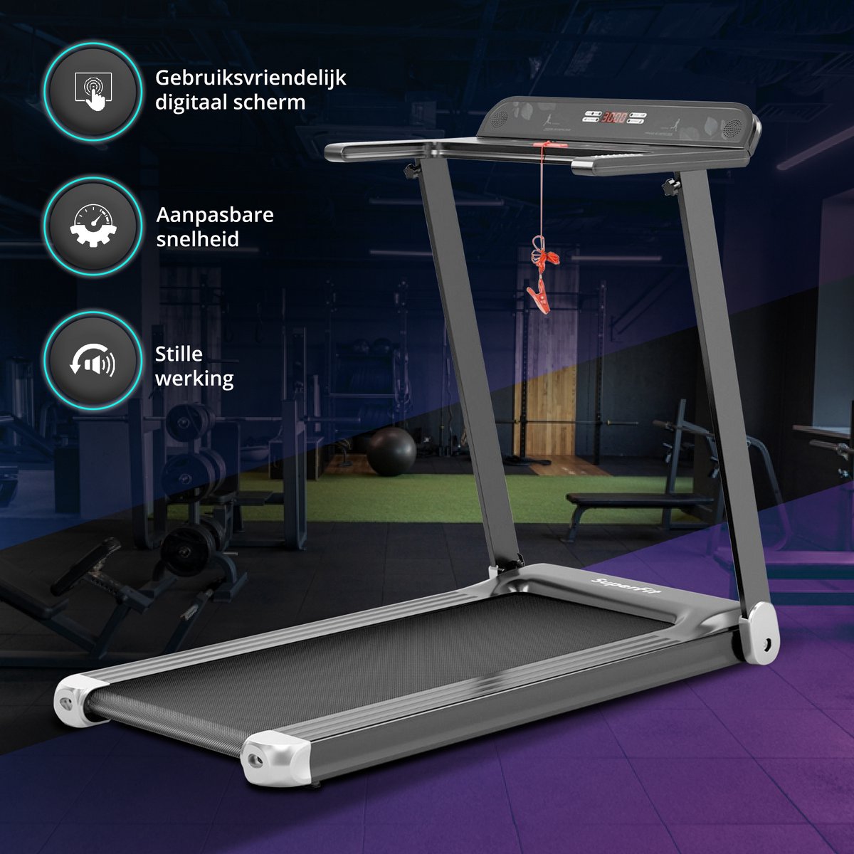 Afbeelding 2 van Loopband Inklapbaar - 1-12km/u - Wandelband - Walking Pad - Opvouwbare Loopband - Walkingpad - Treadmill - Loopband Elektrisch