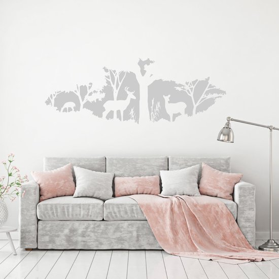 Muursticker Deer In The Forest - Jaune - 120 x 43 cm - Salon chambre bébé et chambre d'enfant - Muursticker4Sale