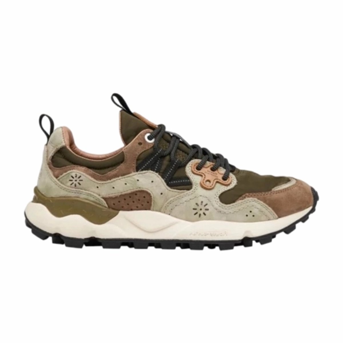 Flower Mountain Zwarte Militaire Nylon Leren Schoenen Multicolor Heren