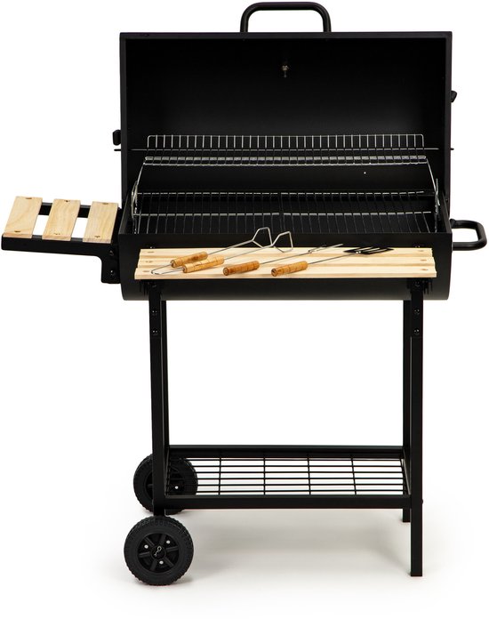 Barbecue met deksel en warmhoud rek - Zwarte metalen BBQ met thermostaat - 104x68x111 cm van BBGRILL — afbeelding 4
