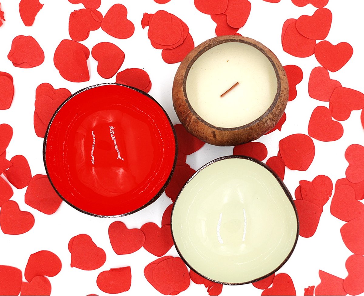 Cocohana Cadeauset – 2 Kokosnootkommen & 1 Geurkaars Coconut Lime – Handgemaakt & Duurzaam – Perfect Kerstcadeau, Secret Santa & Cadeau voor de Feestdagen — cadeau in Wonen & Interieur - foto 2