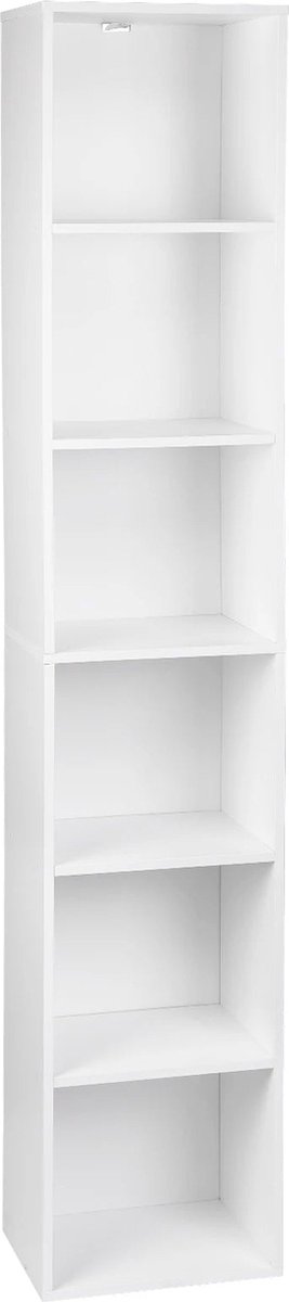Boekenkasten - Boekenplank - Wandplank - Boekenrek - 30x23.5x158.4cm - 6 vakken - voor Kantoor Woonkamer Lezen Studeerkamer - Wit