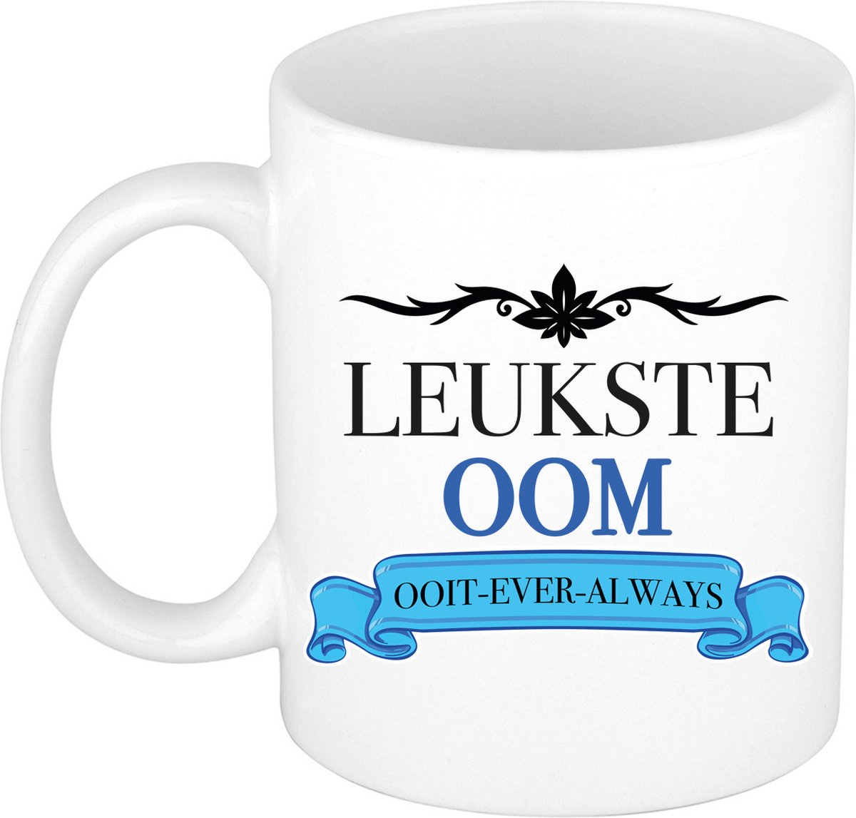 Bellatio Decorations Verjaardag cadeau mok - blauw - leukste oom ooit - 300 ml - keramiek