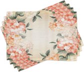 Set de 4 sets de table à manger à motif floral New Bed avec fleurs d'hortensia en fleurs, tissu lavable avec dos antidérapant