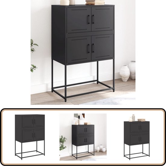 VidaXL Hoge kast 68x39x111,5 cm staal antracietkleurig - Kantoormeubelen Plus