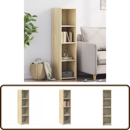vidaXL Hoge kast 40x42,5x124 cm bewerkt hout grijs sonoma eikenkleurig