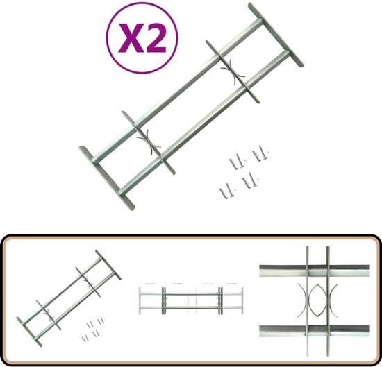 vidaXL Grille de sécurité réglable pour fenêtre 1 000-1 500 mm - Sécurité à domicile - Verre de sécurité - Anti-effraction - Grille de fenêtre