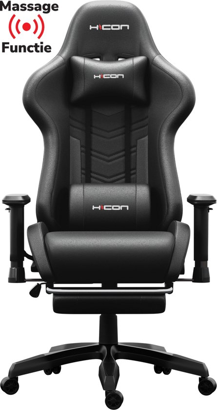 HICON Gamestoel Mondo - Ergonomisch Massagestoel - Gaming stoel - Bureaustoel - Verstelbaar - Gamestoelen - Racing - Gaming Chair - Zwart