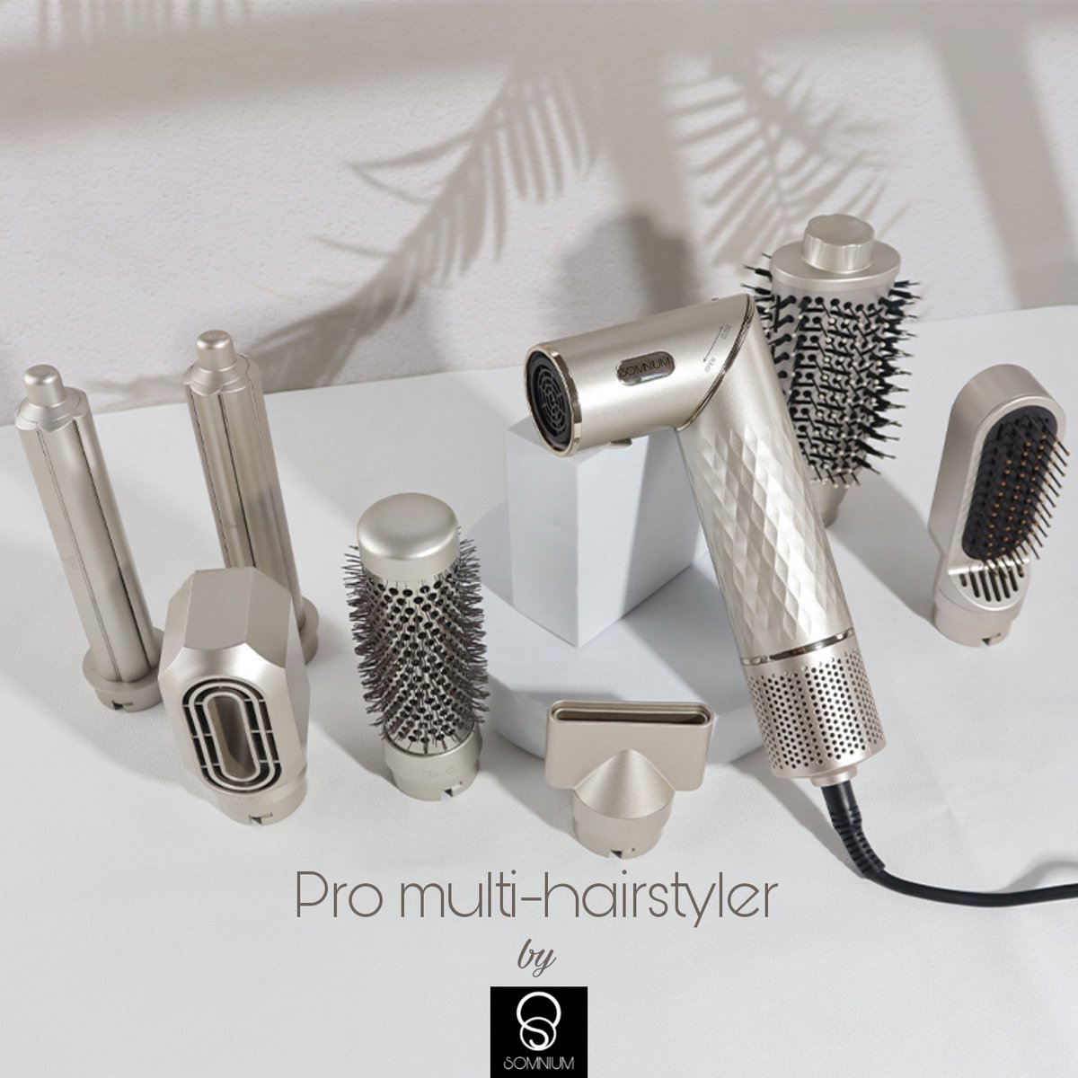 Somnium Pro Multi-Hairstyler - Professionele Haarstyler - Coanda Effect - Alle Haartypes - 7 Opzetstukken - Haar Artiest - Haarstylist - Beste haarstyler - Haarkruller - Koude Luchtfunctie - Ionische technologie - Ionisch