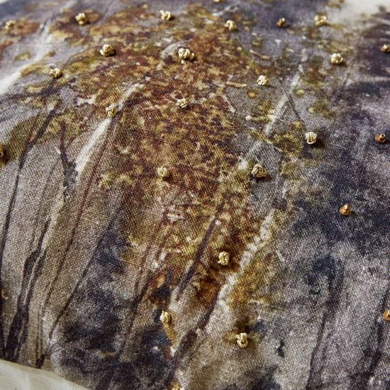 LOBERON Housse de coussin Aurignac gris/doré