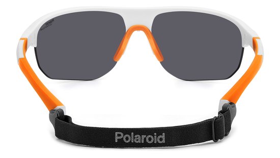 Polaroid® White & Orange Half Rim SportZonnebril Verstelbare Poten + Neus Halfopen Sport Zonnebril van Polaroid — afbeelding 3