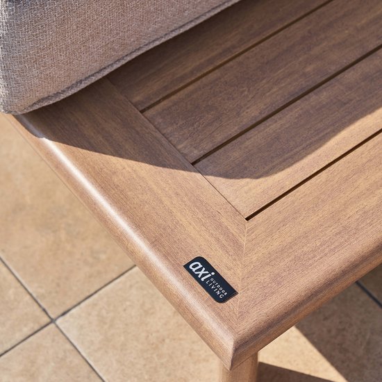 AXI Avery Salon de Jardin, angle, table basse, aspect bois, beige – Salon de jardin avec table - Structure en aluminium thermolaqué - 5 personnes