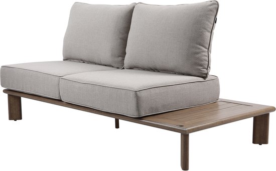 AXI Avery Salon de Jardin, angle, table basse, aspect bois, beige – Salon de jardin avec table - Structure en aluminium thermolaqué - 5 personnes