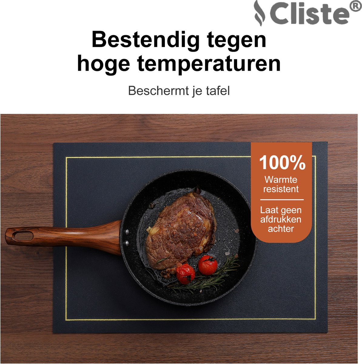 Cliste Luxe Dubbelzijdige Lederlook Placemats Set van 6 - Blauw en Geel - 45x30 cm - Antislip Placemat van Kunstleer - Onderzetter - Placemats — cadeau in Wonen & Interieur - foto 2