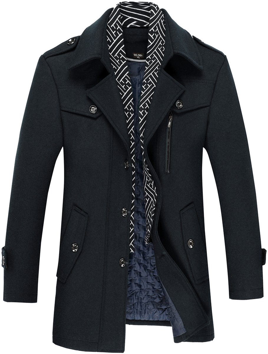 ALLTHEMEN Heren Parka Wollen Jassen - Korte Warme Winterjas- S