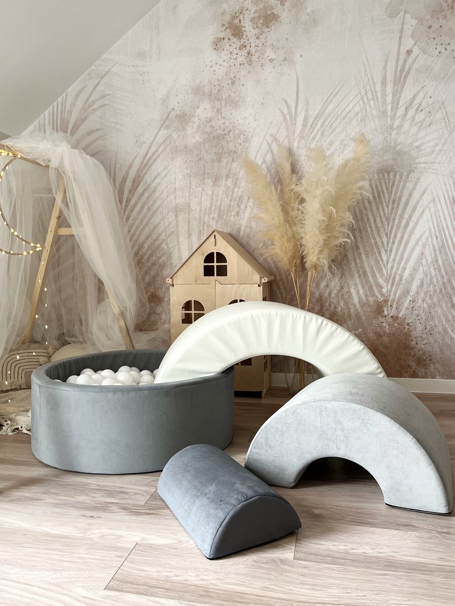 Rainbow Playset Met Ballenbad Met 200 Witte Ballenbad Ballen - Moje - Grey
