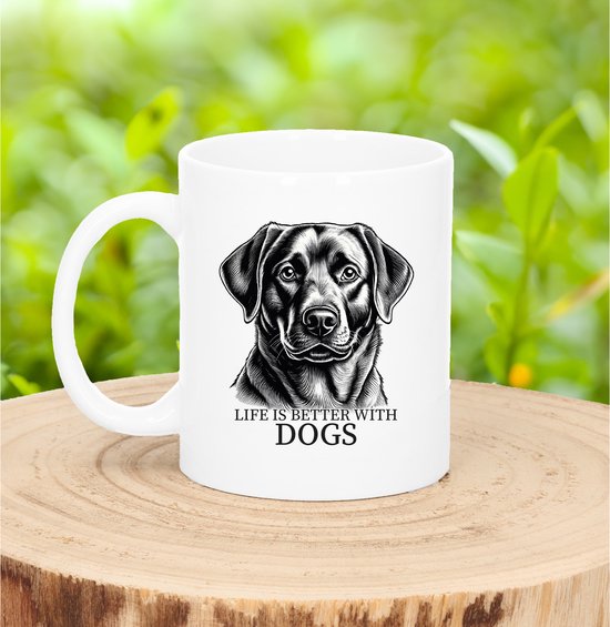 Mug cadeau Bellatio Decorations pour amoureux des chiens - Labrador Retriver - blanc - céramique - 300 ml