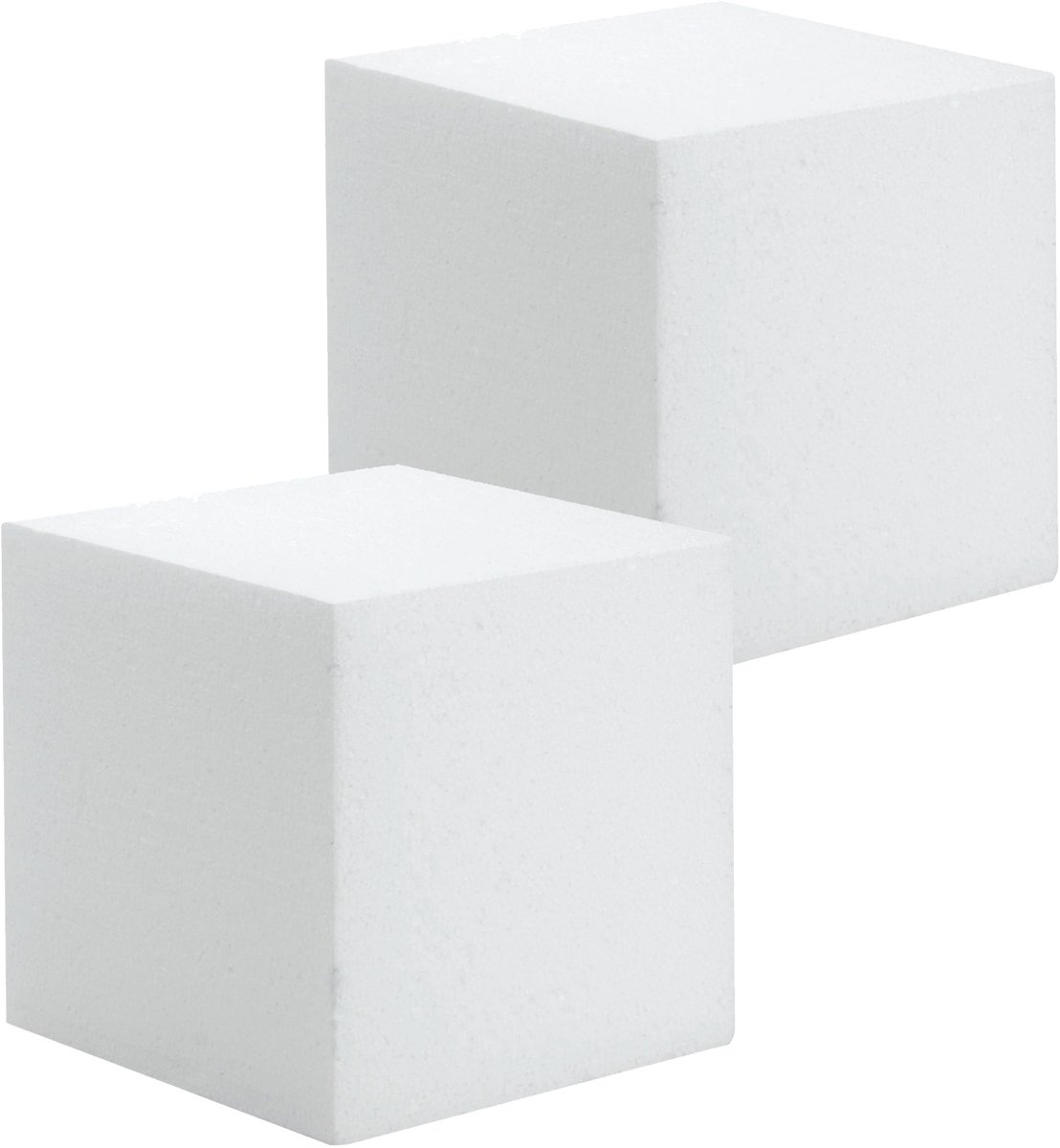 Hobby/knutsel piepschuim kubus blok - 2x - 15 x 15 cm - wit - figuren om te knutselen