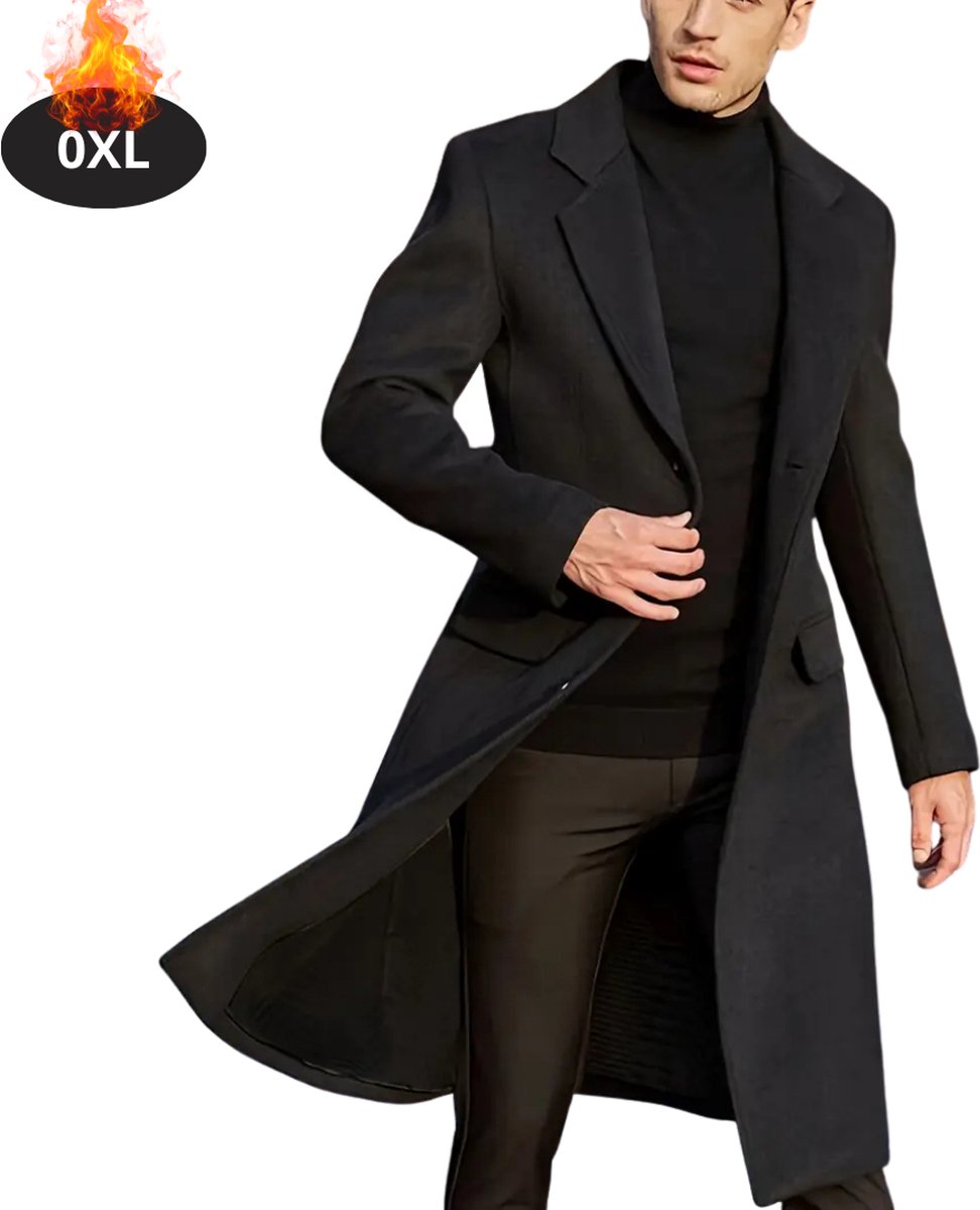 Bovista Mantel Heren Tussenmantel Jas Mantelpakje Trenchcoat Overjas Overcoat Winter Plus Zwart