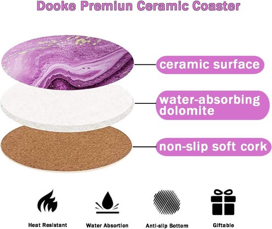 6 Pack Leuke Bloem Drinken Onderzetters met Houder Grappige Keramische Absorberende Onderzetter Set van 6 Decoratieve Salontafel Decor Gift Unieke Bureau Vintage Outdoor Coster Moderne Cool Bloemen