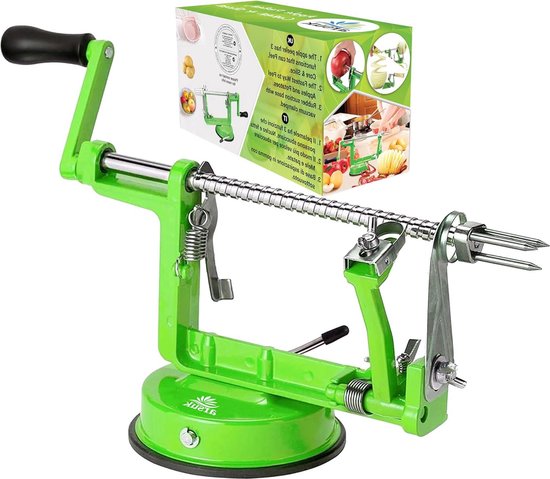 Handslinger Appelschiller, PP en Roestvrijstalen Handmatige Fruitschilmachine, Appelschiller Snijmachine Corer, Eenvoudig Te Gebruiken Appelschilgereedschap voor Thuiskeuken, Restaurant (Donkergroen