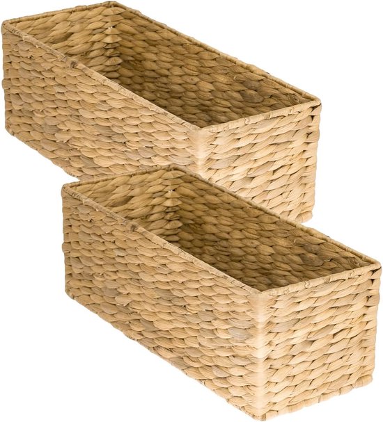 HMF Opbergmand, opvouwbare mand, gevlochten van waterhyacint, zeegras, maat L, 36 x 28 x 20 cm