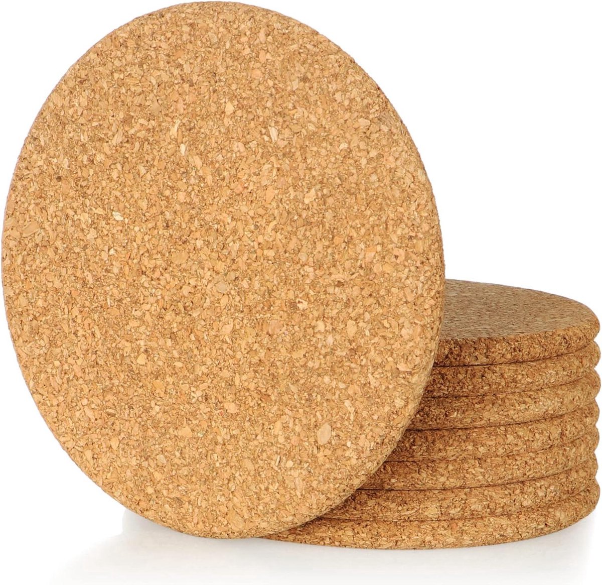 Ronde onderzetters van kurk - hittebestendig - 8 stuks - Ø 19 cm - kurk