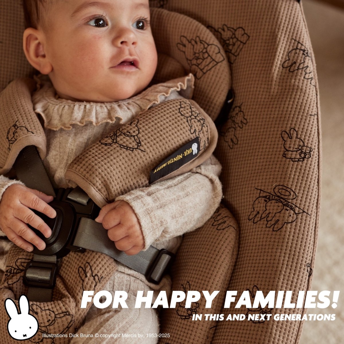 Ukje-Nijntje Verkleinkussen geschikt voor 4Moms Mamaroo 5 Rockaroo Wipstoel - Newborn Insert - Dubbelzijdig - Makkelijk Wasbaar - Perfecte Pasvorm - Zacht Katoen - Taupe Nijntje – foto 6