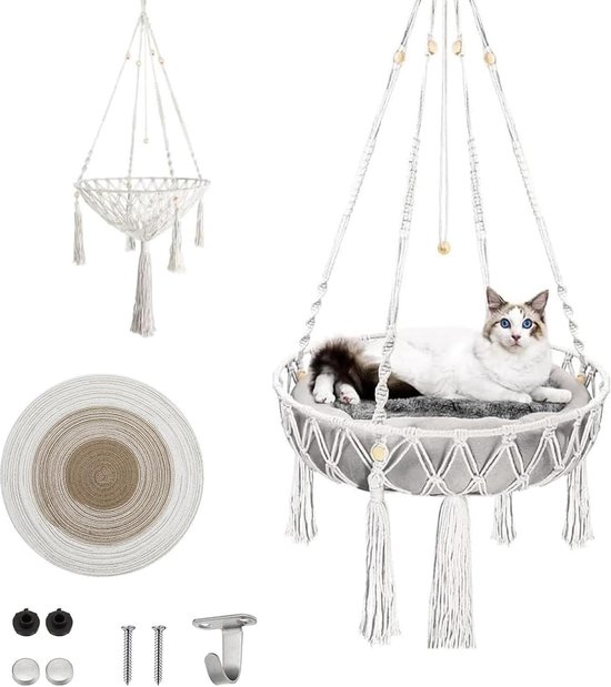 Hamac pour chat Tricot à la main - Nids pour chats suspendus - Lit Swing pour animaux de compagnie - Chats de grande taille