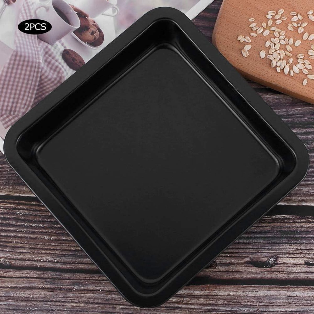 Koolstofstaal 22x22x4.6cm Bakvorm 2-delig Bakblik Non-stick voor kaneelbroodjes voor thuiskeuken(Golden TG01#B