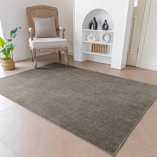 NuLOOM SpinClean Machine Washable, Stain Resistant Rug with Non-Slip Backing, Low Profile for Living Room, Bedroom, Dining Room, Brielle Grey/Brown