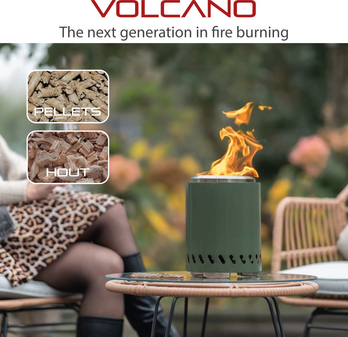 RedFire Volcano Medium tafelvuurkorf - Olijfgroen - Incl. beschermhoes en mat