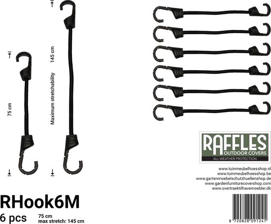 Spanelastiek met haken 75/145 cm — afbeelding 3