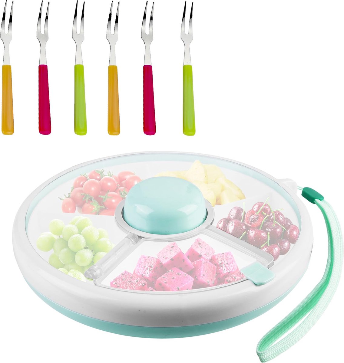 La'Moussawi ® Snackbox met Vijf Compartimenten en Zes Vorkjes voor Versnaperingen