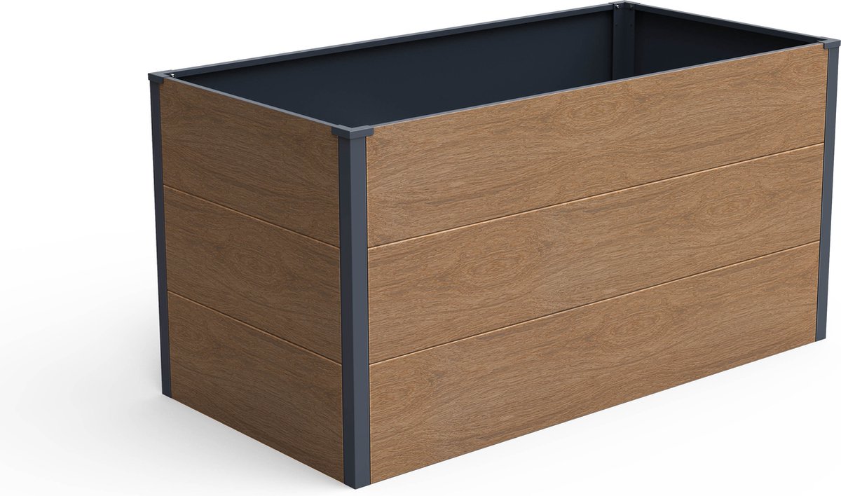 TuinChamp Plantenbak staal houtlook 150 x 75 x 77 cm