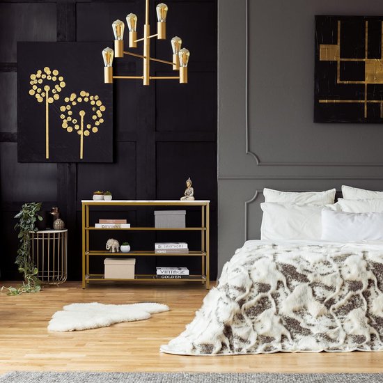 Relaxdays wandtafel, 4 etages, metaal & MDF, smalle sidetable voor hal & woonkamer, HxBxD: 70 x 100 x 30 cm, donkerbruin