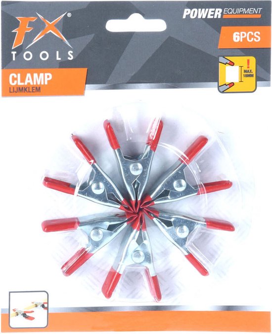 FX Tools Zeilklemmen/veerklemmen - 6x - staal - 5 cm - mini lijmklemmen van FX Tools — afbeelding 3