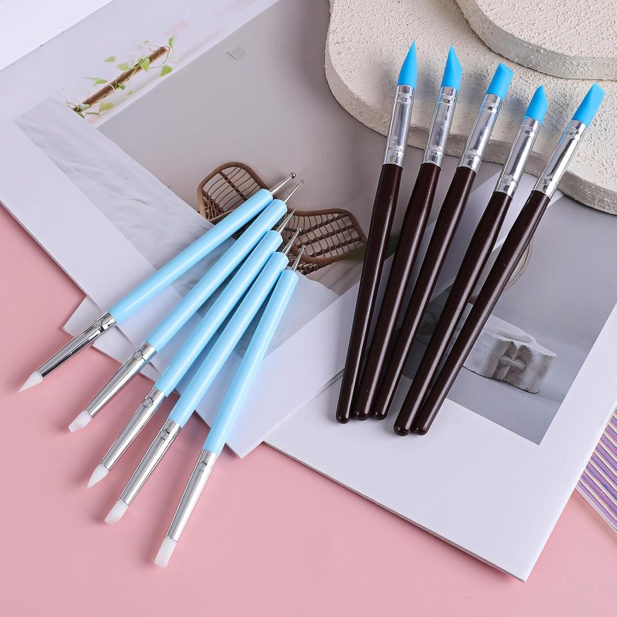 Viesap Modelleergereedschap, 33 stuks polymeerklei tools, pottenbakkerijset, modelleergereedschap, cirkelvormige kleigatcutters, bal stylus dotting tools aardewerk, keramiek, voor sculptuur