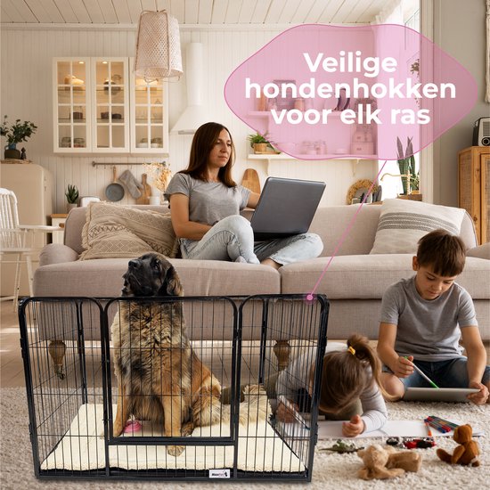 MaxxPet Puppyren - Hondenbench - Puppykennel - Hondenren - 93X61X63 cm - Antraciet/Zwart - Incl. Plaid