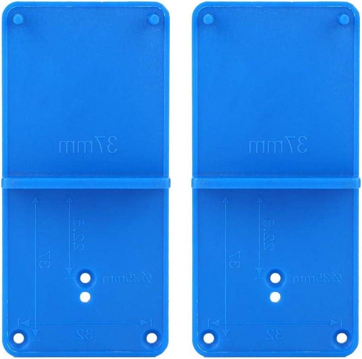 Scharniergeleider Effen Blauw - Scharnierplaat Boormal - Boorgeleider - Scharniergatopener - 2 Stuks - Ladehuis .