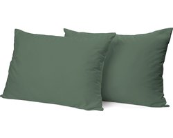 Eleganzzz Kussensloop Hotelsluiting Percal Katoen - Grenat Green - Kussensloop 60x70cm - Kussenslopen set van 2 - 100% Katoen
