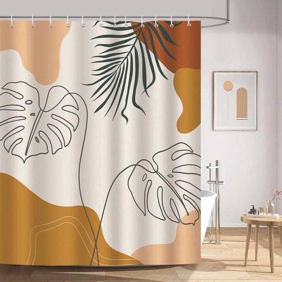 ABAKUHAUS Bloemen Douchegordijn, Japanse Sakura Cherry, stoffen badkamerdecoratieset met haakjes, 175 x 200 cm, Pale Roze Blauw van de Baby